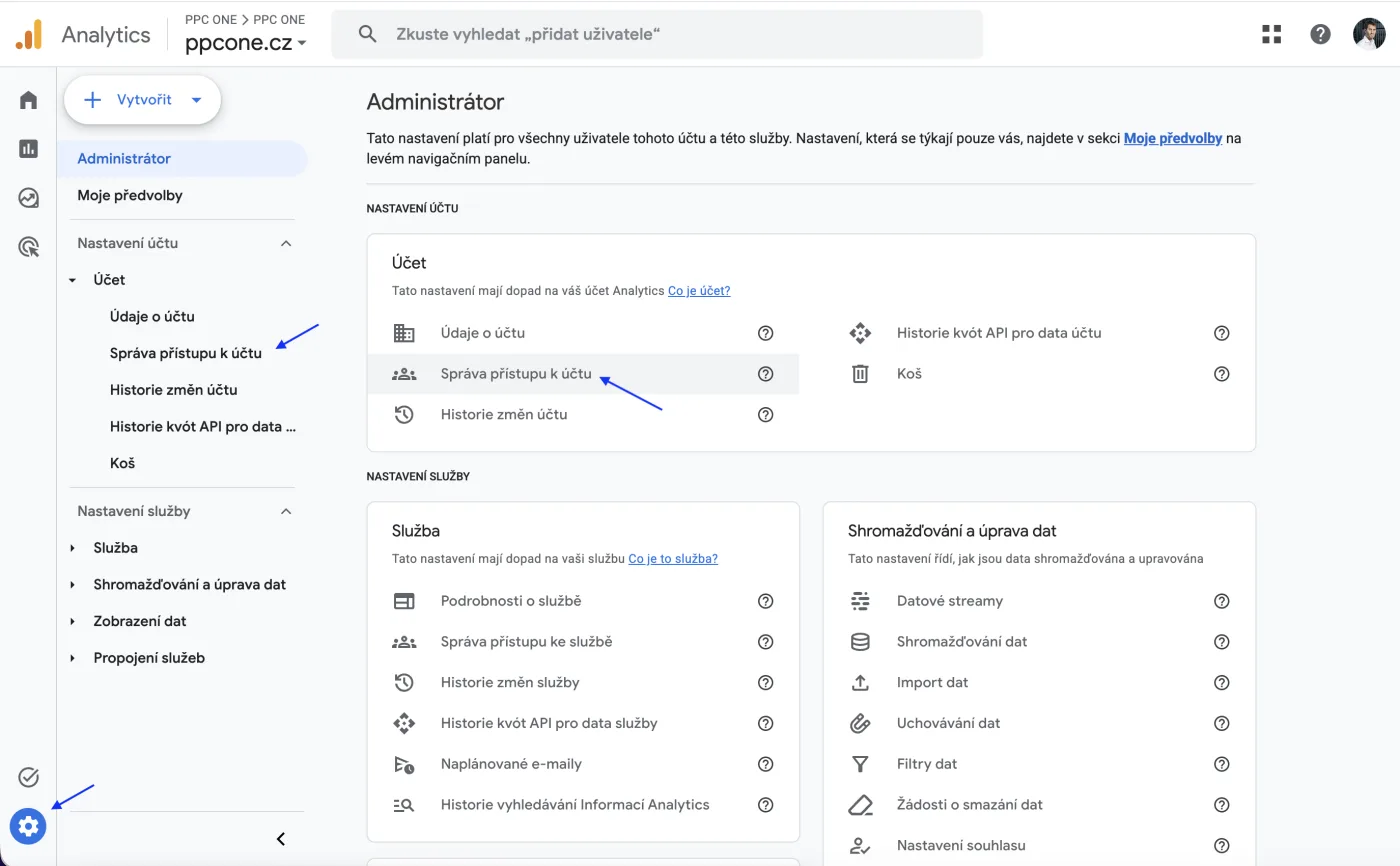 Kde nasdílet přístup do Google Analytics 4, návod krok za krokem