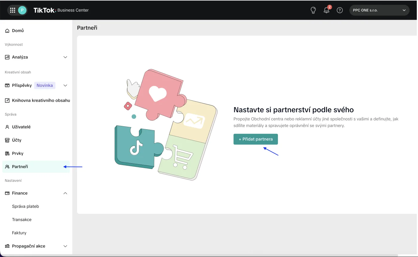 Kde nasdílet přístup do TikTok Ads, návod krok za krokem